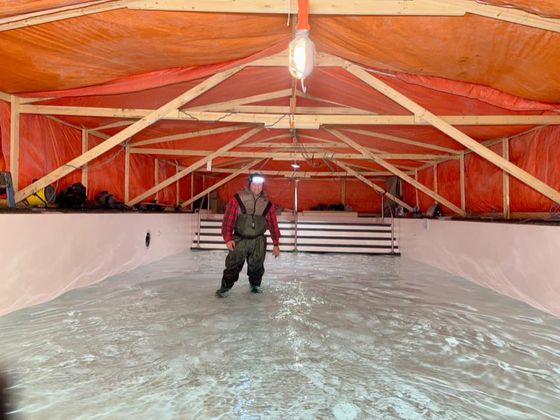 Winter installation under heated enclosure